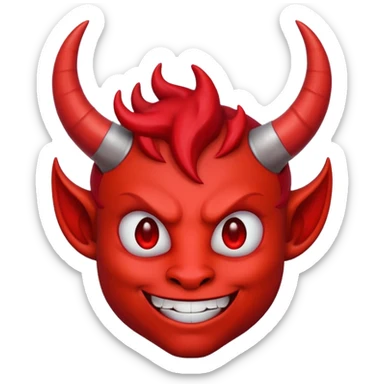 devil emoji, playful smirk, red face sticker