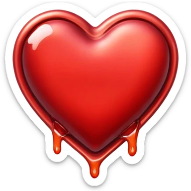 hot glow melting metal heart sticker