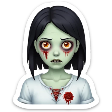 a zombie girl with black hair sticker