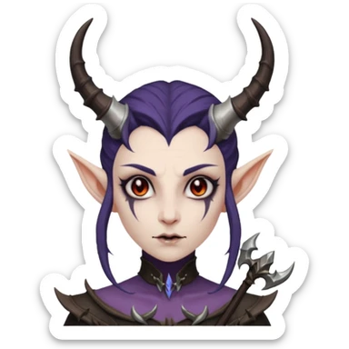 Dark elf with demonic horns and cursed bow sticker