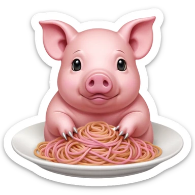   renaissance monalisa pig with pink spaghetti background  sticker