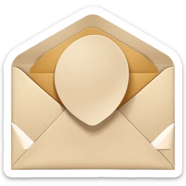 light beige envelope with a round flap, minimalism sticker