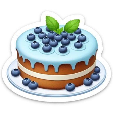 round blueberry cake garnished with mint leaf sticker