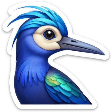 Blue Sicklebill headshot sticker