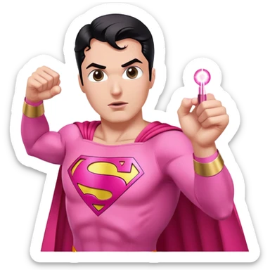 pink superman top only with eyes firing pink laser sticker