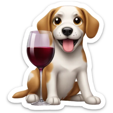 Dog w wine sticker