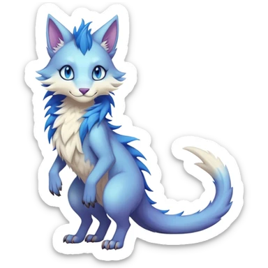 Kawaii dark edgy fantasy pastel ethereal feline-vernid-sergal-fursona animal creature with a tufted tail full body sticker