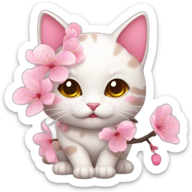 Cherry blossom cat sticker
