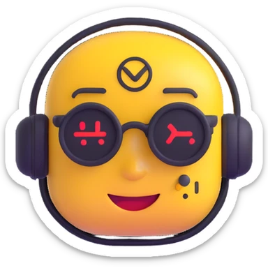 minimal AI agent emoji with circuit pattern neutral expression sticker