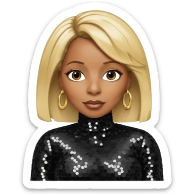 Mary J Blige with blonde hair, black sequin outfit sticker