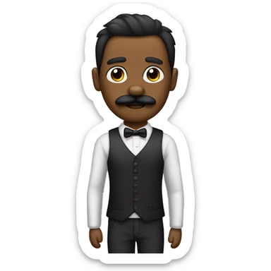 Perro pequeño negro con bigotes y orejas puntiagudas sticker