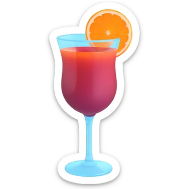 3D emoji style cocktail glass with burgundy drink and a slice of orange sticker