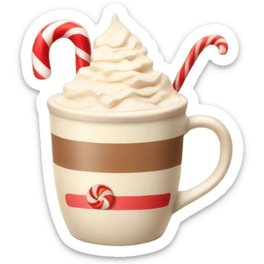 Beige hot chocolate with candy cane  sticker