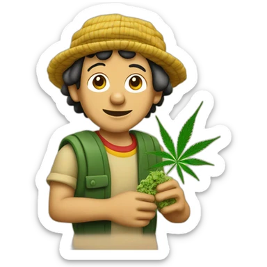 El chavo holds cannabis sticker