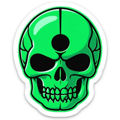 green shiny scarab with a skull as its body sticker