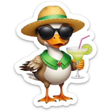 Sassy Duck wearing sunglasses drinking a margarita  sticker