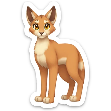 Anthro Beige-Orange-Brown Fur-Sona-Fakemon Lynx-Caracal Full Body sticker
