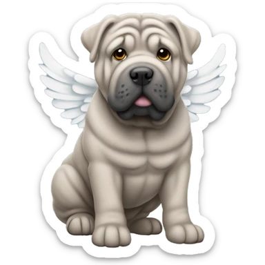 Grey Shar Pei with angel wings sticker