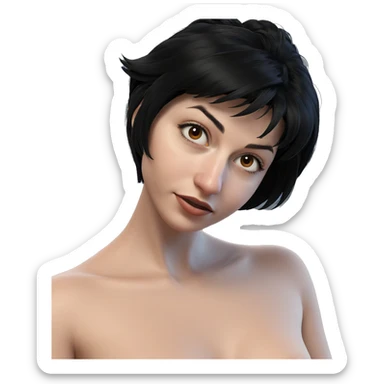 black haired girl portrait sticker