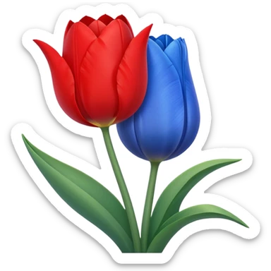Half red moon and blue tulip sticker
