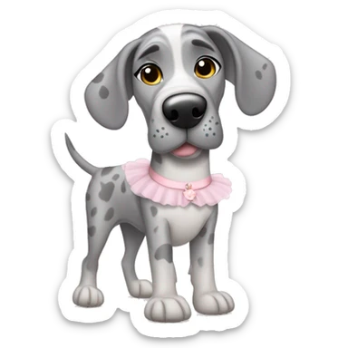 Merle grey Great Dane wearing a ballerina costume  sticker