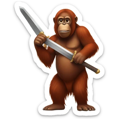 Orangutan holding a sword sticker