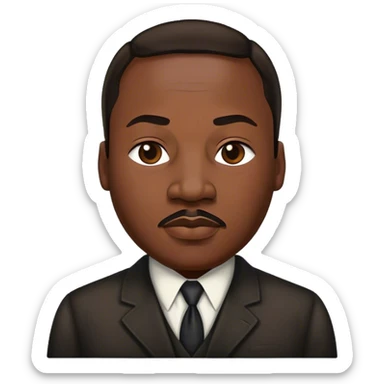 Cinematic Realistic Martin Luther King Jr. Portrait Emoji, depicted as a compassionate determined civil rights leader in period attire with a powerful gaze, rendered with rich textures and inspiring dynamic lighting that captures his historic legacy. sticker