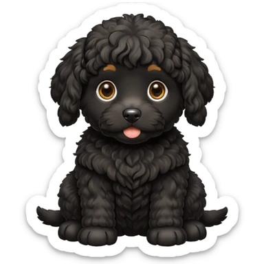black cockapoo puppy dog sitting sticker
