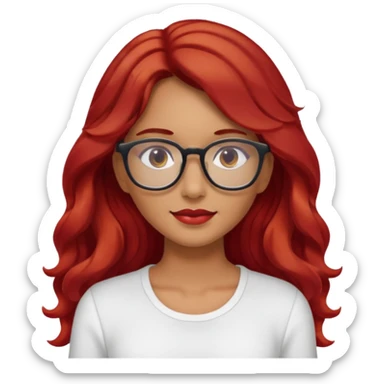 Crespa peli roja tono fuerte , trigueña , con lentes y top blanco pelo largo  sticker