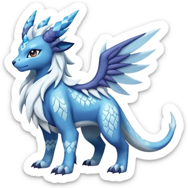 Snowy Flakey Scaly Absol-Glaceon-Suicune-Amaura-Dialga-fusion sticker
