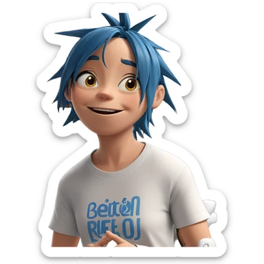 smiling girl in white shirt sticker