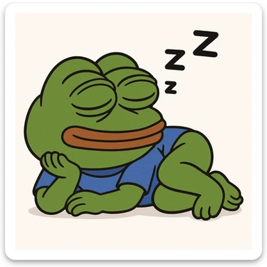 create a pepe sleeping, white background sticker
