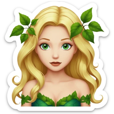 Poison ivy emoji with blonde hair and blue eyes to show she is beautiful and toxic sticker