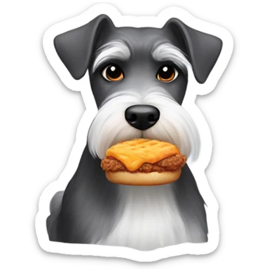 Schnauzer eating a chicken nugget  sticker