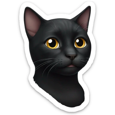 black cat white chin sticker