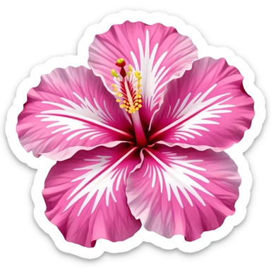 pink and white hibiscus sticker