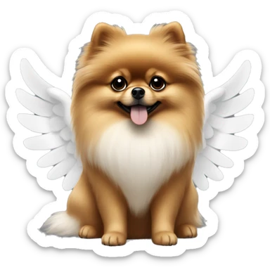 Sable Pomeranian  with white angel wings  sticker