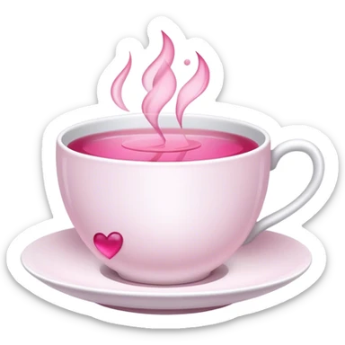 white teacup with pink tea inside of it sticker
