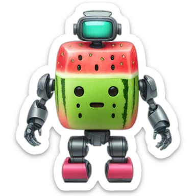 Robot with iphone face and watermelon body sticker