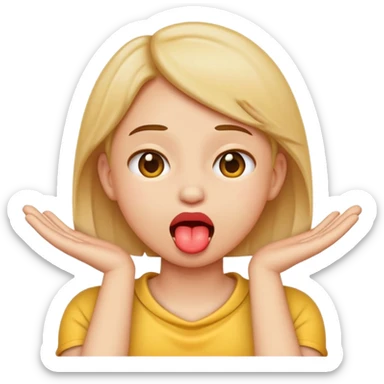 emoji chocking itself with hands around neck with tounge out cute sticker