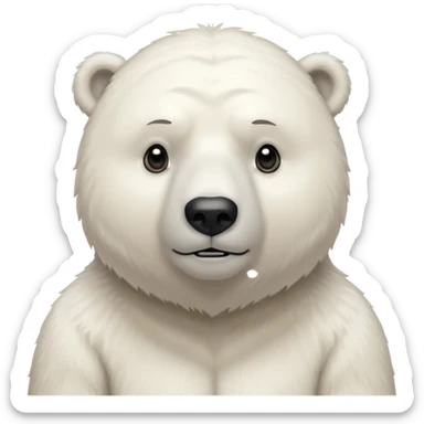 Make a humanoid polar bear shrugging, he must look doubtful, showing only from chest above, no legs sticker
