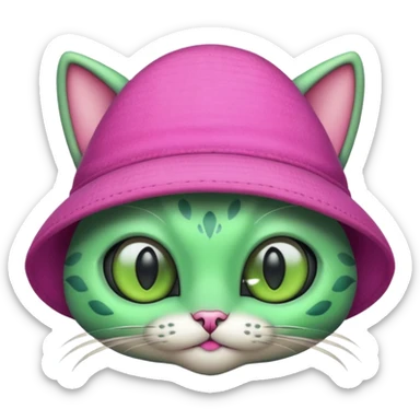alien cat with pink hat sticker