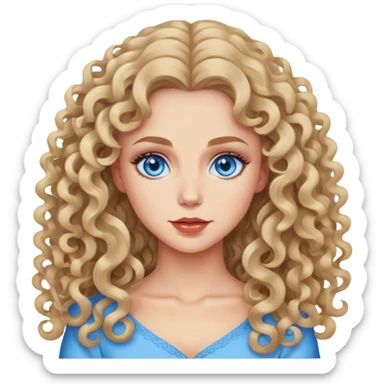 Katya pretty curly long hair, blue eyes sticker
