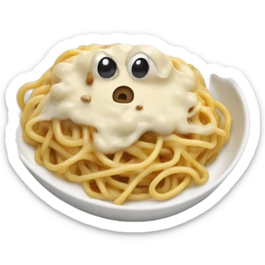 Spaghetti with cream sauce and mushrooms  sticker