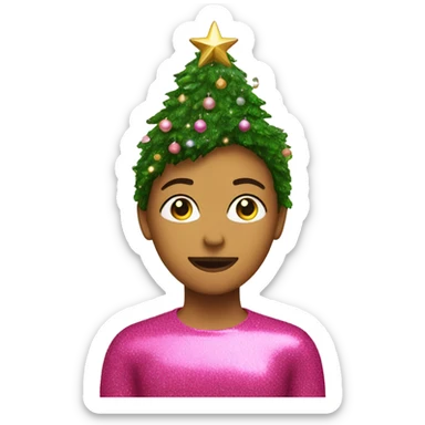 Pink with glitter and a Christmastree sticker