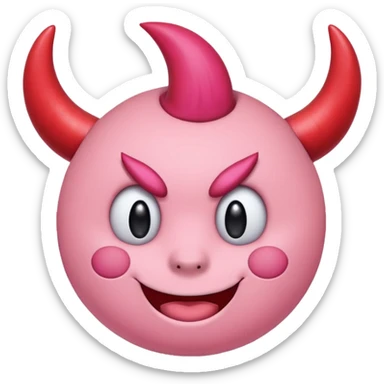 Kirby sitting with devil red horns sticker