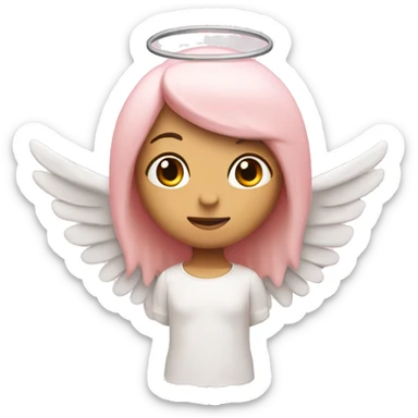 Light pink star with white angel wings sticker