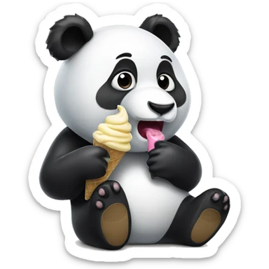 Panda eating ice cream sticker