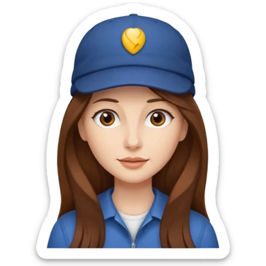  lady with long brown hair wearing a cap sticker