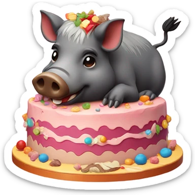Boar eating cake  sticker